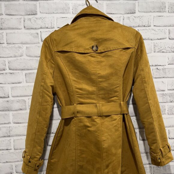 Steve Madden Women SZ S Rust Brown Double Breasted Faux Suede Trench Coat lined - Picture 12 of 12